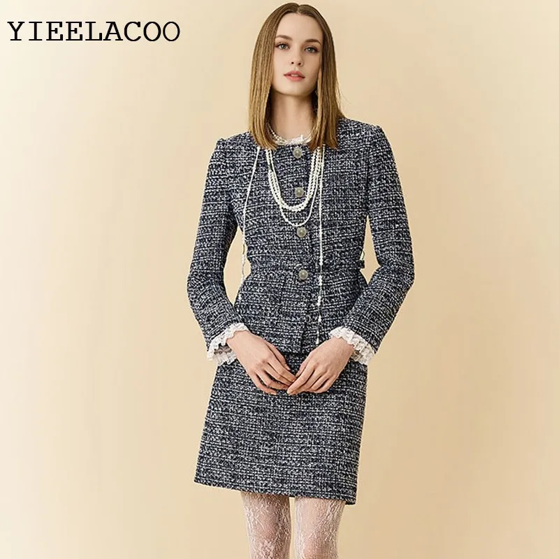 

Темно-синий комплект из куртки + юбки. Классический женский комплект с юбкой. Профессиональная весенне-осенняя деловая женская юбка. Комплект из 2 предметов.