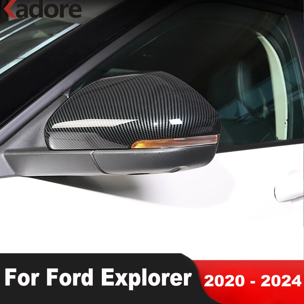 For Ford Explorer 2020 2021 2022 2023 2024 Carbon Rearview Mirror Cover Trim Side Wing Wing Mirrors Cap Covers Car Accessories