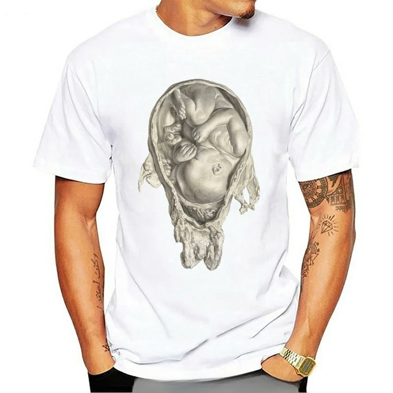 custom Shirt Printing Brand Style Short Sleeve Leonardo Da Vinci Fetus In Utero Funny Weird Baby Renaissance Art T-Shirt 2024