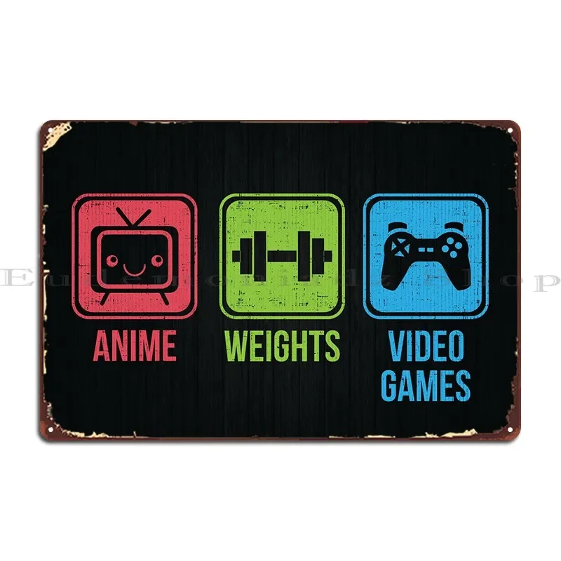 Anime Weights Video Games Metal Plaque Cinema Classic Bar Printed Design Tin Sign Poster