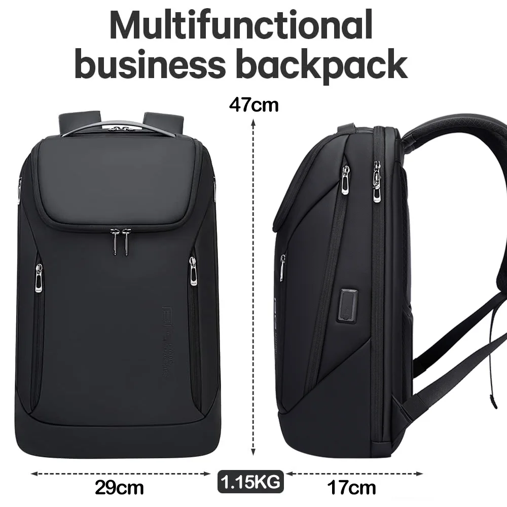 BANGE Multifunctional Business Backpack for Men Waterproof Travel 15.6 in Laptop Backpacks High Capacity Pack with USB Charging