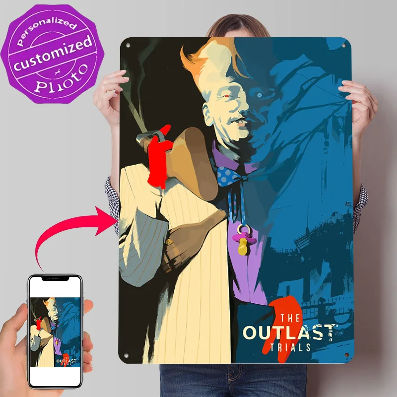 The Outlast Trials 3D Texture Metal Poster Customized Wall Art Tin Sign Gift for Mancave Bedroom Decoration Gaming Wand Deko
