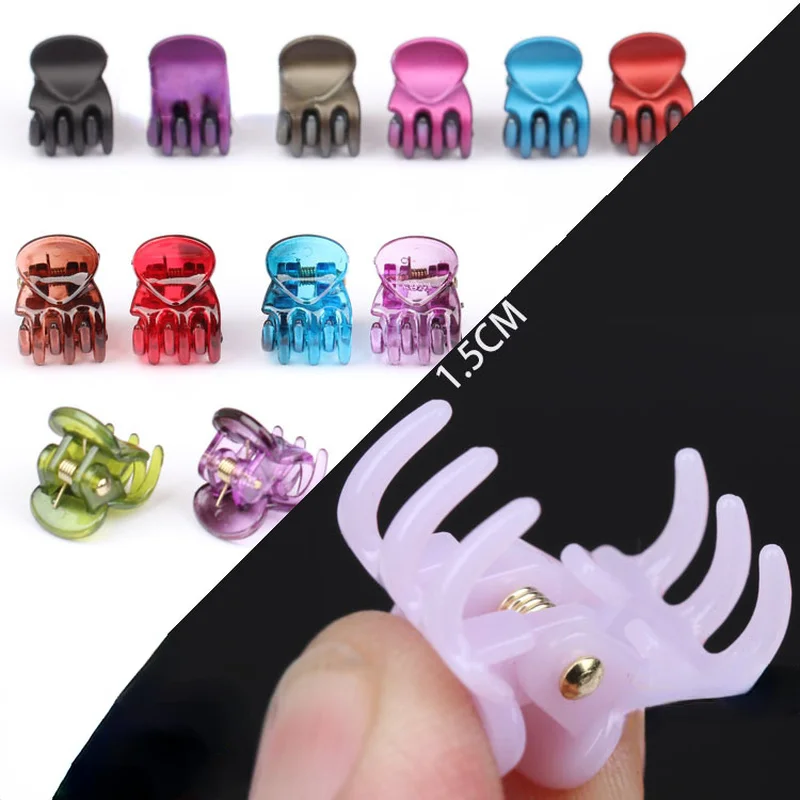 9 Style Colorful Plastic Hair Claws Small Size Hair Claw Clip Crab Mini Claw Clips for Women Girls Chic Hair Accessories