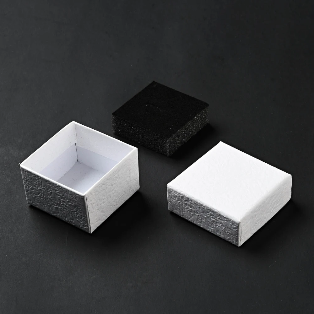 Texture Paper Jewelry Gift Boxes for Fashion jewelry bracelet Rings display Box with Sponge Mat Inside Black White 15/18/24pcs