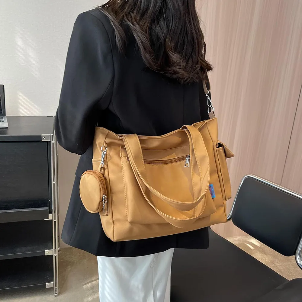 

Oxford Solid Color Shoulder Bag with Small Purse Women Versatile Lazy Style Crossbody Bag Large Capacity Handbag Tote Bag