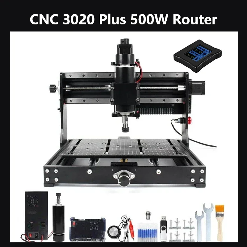 CNC 3020 Plus Max Engraving Machine, 500W Spindle Wood Router For Metal Acrylic, Milling Cutting Machine 40w Laser Engraver