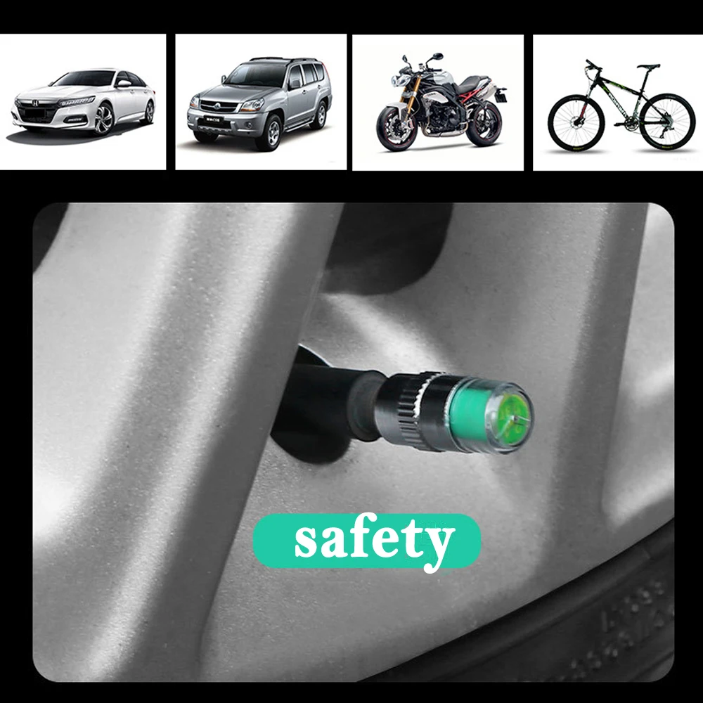 4Pcs Tire Pressure Monitor Valve Stem Cap Sensor Indicator 36 Psi 2.4 Bar Air Warning Alert Valve Pressure Diagnostic Tools Kit