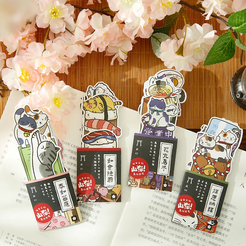 Cute Cat Rice Ball Sushi Koi Pattern Japan Style Bookmark Paper Material Stationery for Book Lovers
