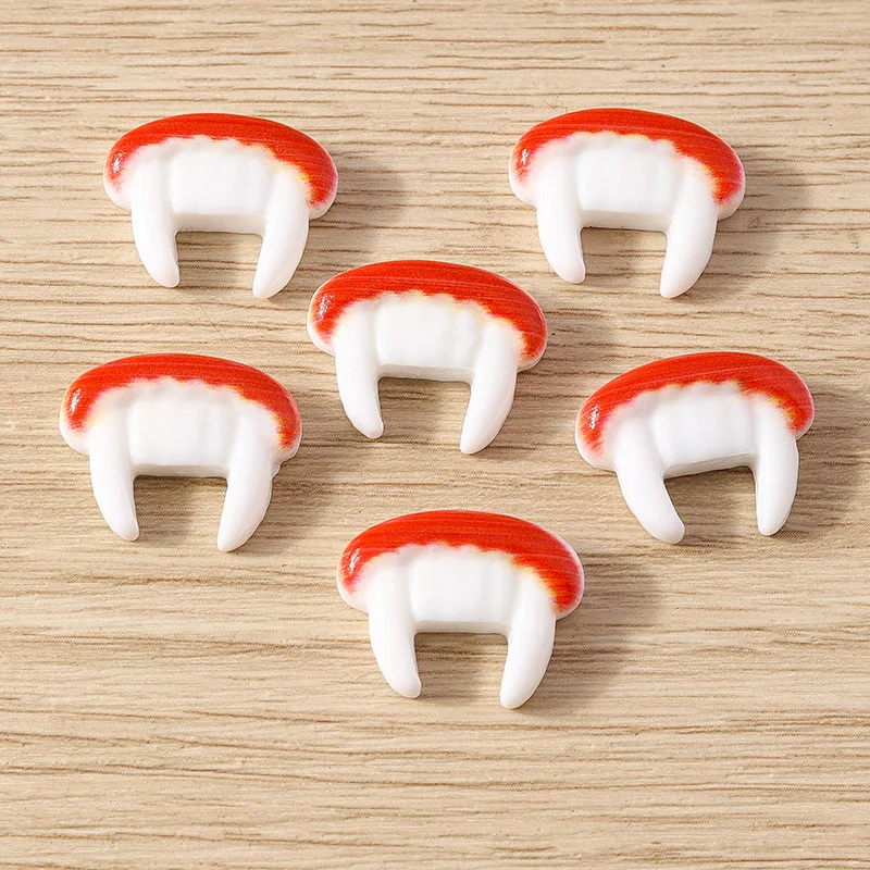 10 Pieces/Pack New Personalized Cartoon Halloween Resin Teeth Accessories DIY Vampire Teeth Accessories Without Punching Holes