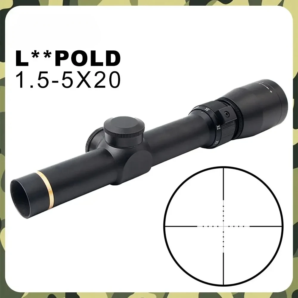 Rifle Scope1.5-5x20 Short Scope Cross Optical Sniper Scope Outdoor Hunting Hd Aseismatic Single Barrel Scope