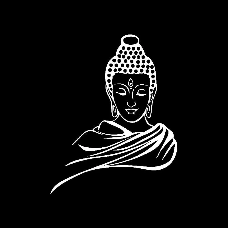 Buddha Statue Buddhist Meditation Decals Car Window Decoration Personalized Pvc Waterproof Decals Black/white, 18cm*14cm