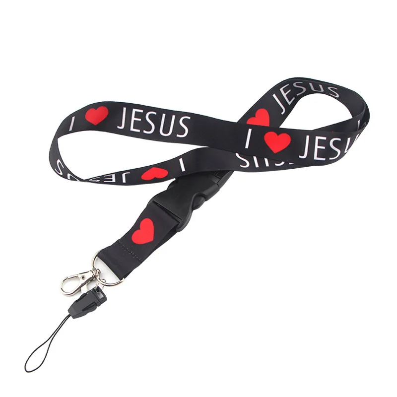 I Love Jesus Safety Hanging Neck Strap Lanyard Mobile Phone ID Name Badge Holder Anti-Lost Clasp Rope Keychain Landyards
