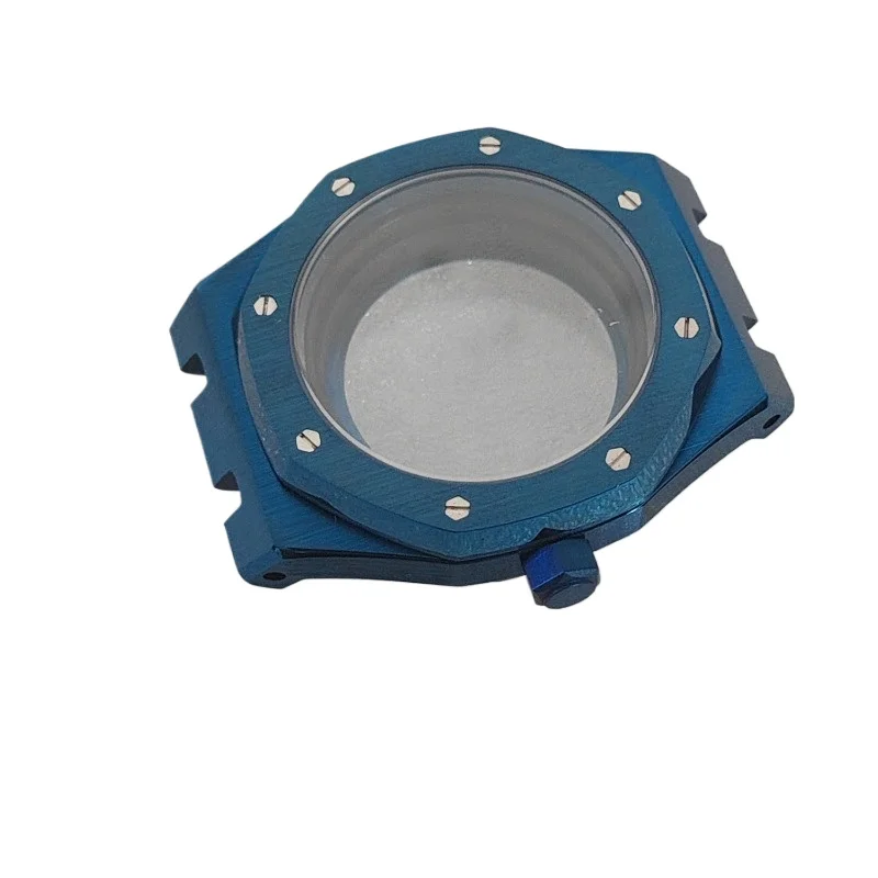 FOR 41Mm case accessories complete set of PVD plated blue Sapphire stainless steel strap for NH35/36 movement