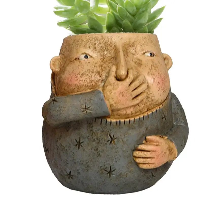 Succulent Head Planter Indoor Lady Head Planter Pinch Nose Design Flower Planter Head Pot Boys And Girls Image For Desk Decor