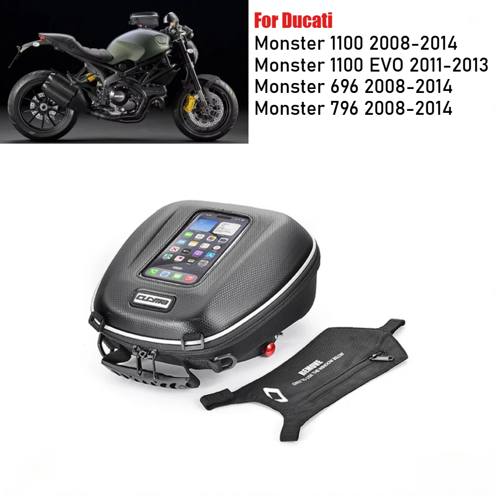 For DUCATI Monster 696 796 2008-2014 1100 S ABS Motorcycle Tank Bag Quick Lock Flange Ring Bags Waterproof Navigation Luggage