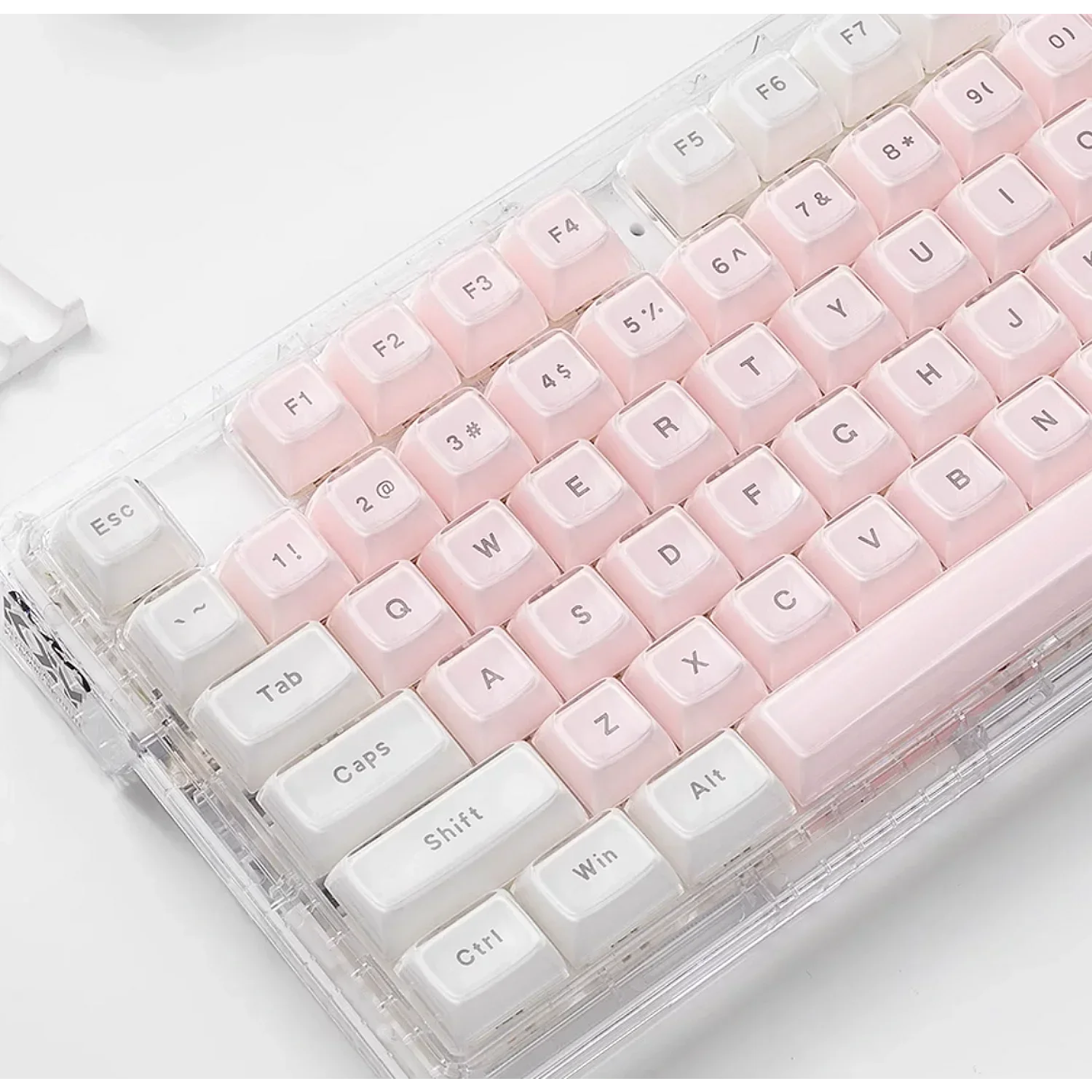 

Crystal Jelly OEM Keycaps DIY 136 Keys Transparent Cute Pink for 60/80/87/98/104/108 Mechanical Keyboards