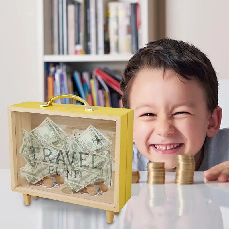 Travel Shadow Box Ticket Holder Adventure Archive Box World Map Money Box With Slot Ticket Storage Box Tabletop Decorations