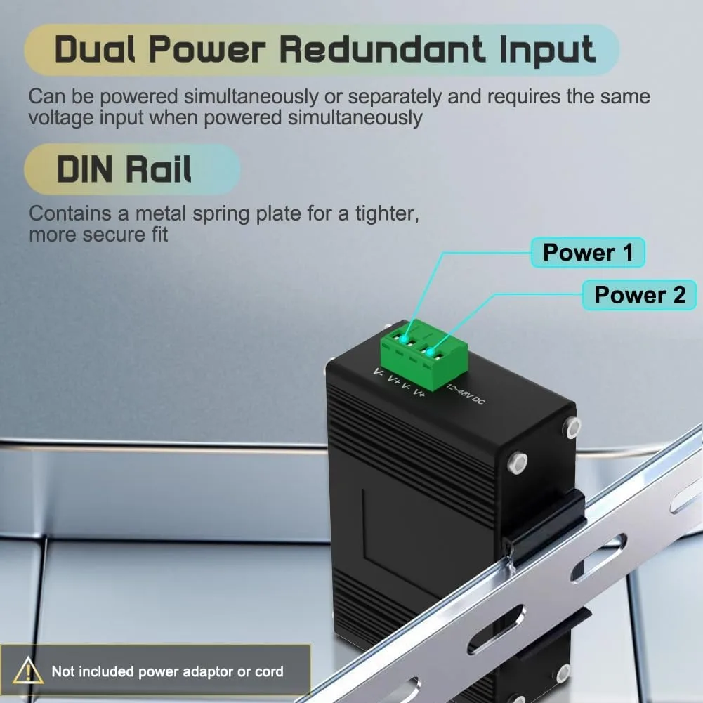 Managed 5-port PoE Switch 1Uplink+4PoE Industrial Gigabit Ethernet Switch Web Management,QoS,Vlan, Din rail & Wall mount