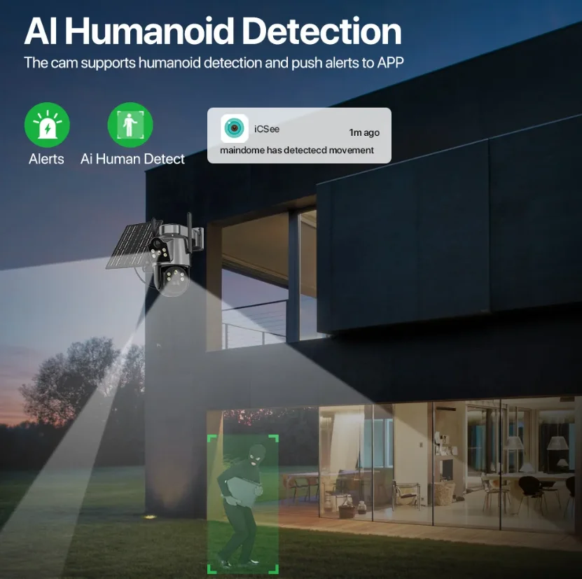 Outdoor Wifi Solar Camera Met 6.7W Zonnepaneel 4mp Dual Lens Dual Screen Linked Security Surveillance Ingebouwde 7800 Mah Batterij