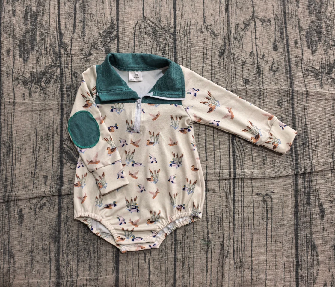 Wholesale Children Baby Boy Long Sleeves Infant Ducks Romper Kids Boys Bubble Zipper Clothes Toddler Newborn Sleepwear Bodysuit