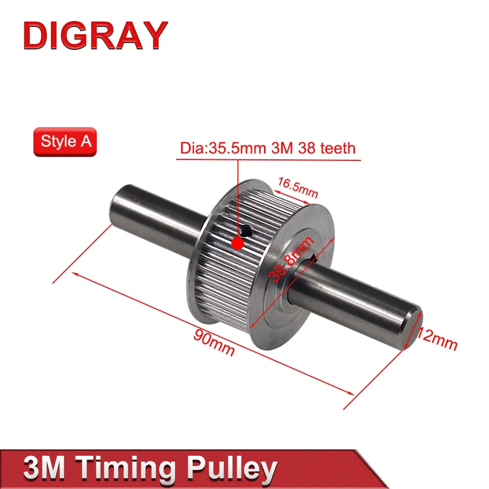 DIGRAY 3M Aluminum Alloy Synchronous Pulley Motor Pulley 38/60/72 Tooth Space Width 16mm/14.5mm