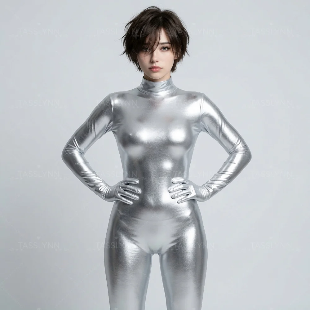 Stellar Blade Eve Silver Metallic Zentai Bodysuit Full Body Catsuit Game Cosplay Costume Stellar Blade Eve Cosplay Costume view 6
