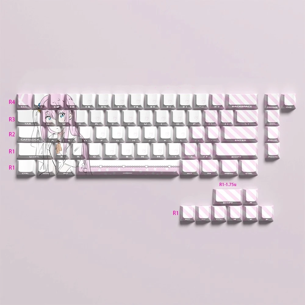 1 Set BOCCHI THE ROCK Gotoh Hitori Keycaps PBT Side Printed Backlit Anime Cartoon Gaming Key Caps Cherry Profile Keycap