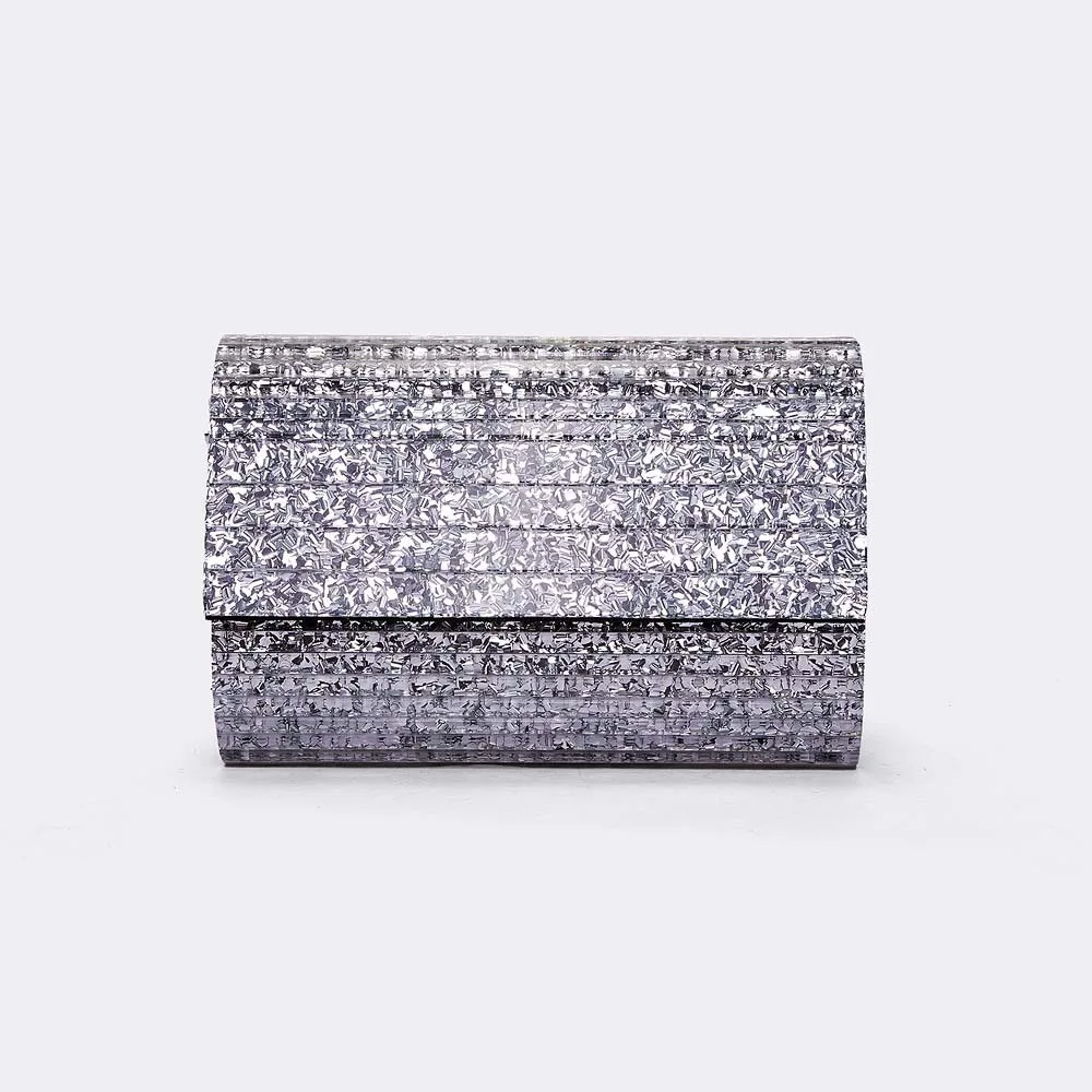 Fashionable Spliced Stripes Acrylic Evening Clutch Handheld Crossbody Ladies Bag for Weddings and Parties