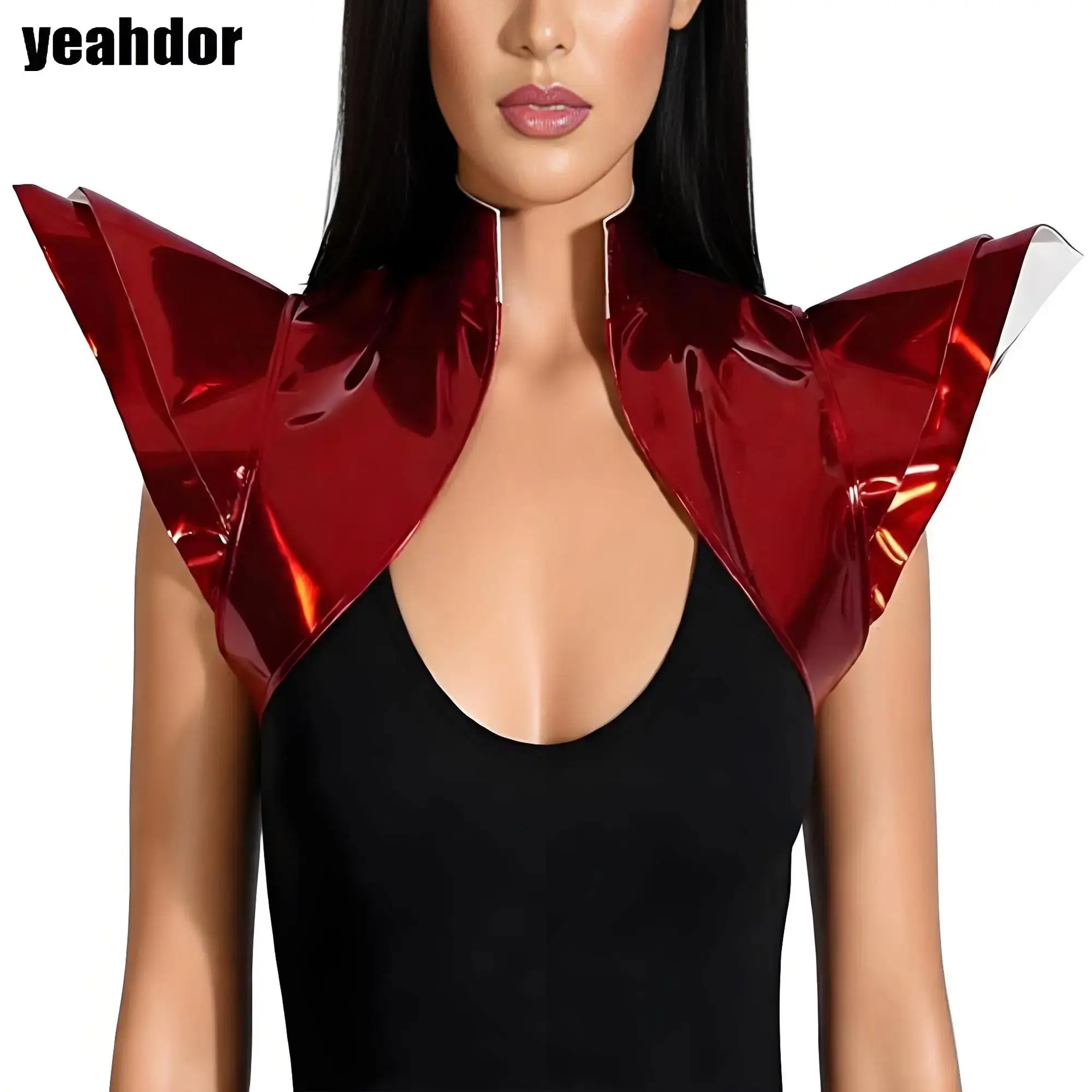 

Хэллоуин Косплей Готический Панк Накидка Шаль Блестящая Металлическая Шаль Женщины Певица Бар Сценическое Шоу Костюм Пателлоу Броня