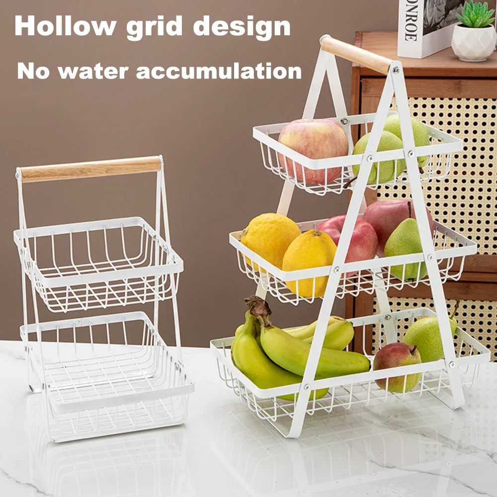 Three-tier Shelves Creative Two Layer Hollow Grids Fruit Baskets Home Livingroom Dried Fruit Snack Storage Rack Removable Holder