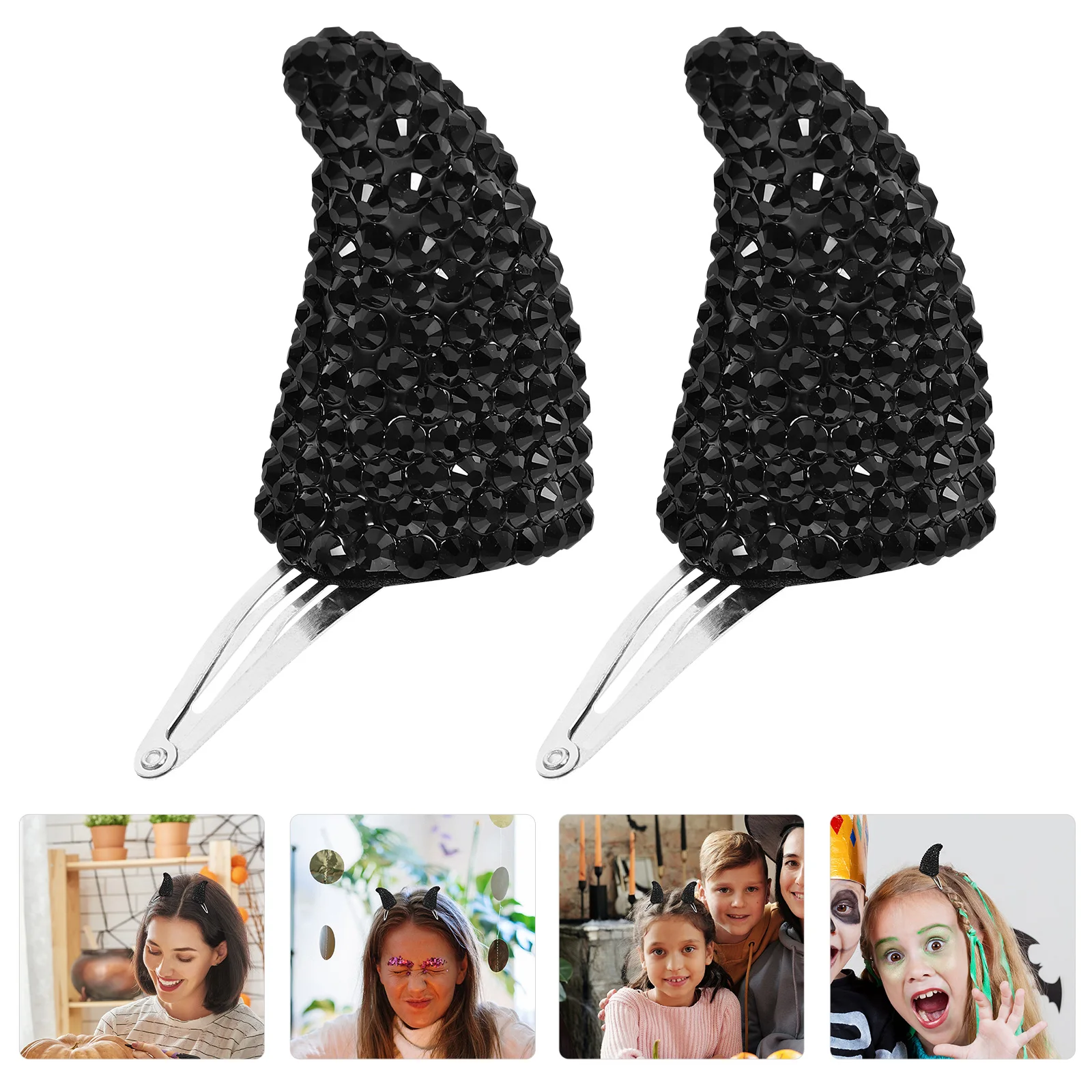 

1 Pair Halloween Horn Hair Clip Durable Lightweight Party Cosplay Hair Accessories Decorative Barrettes For Women Photo