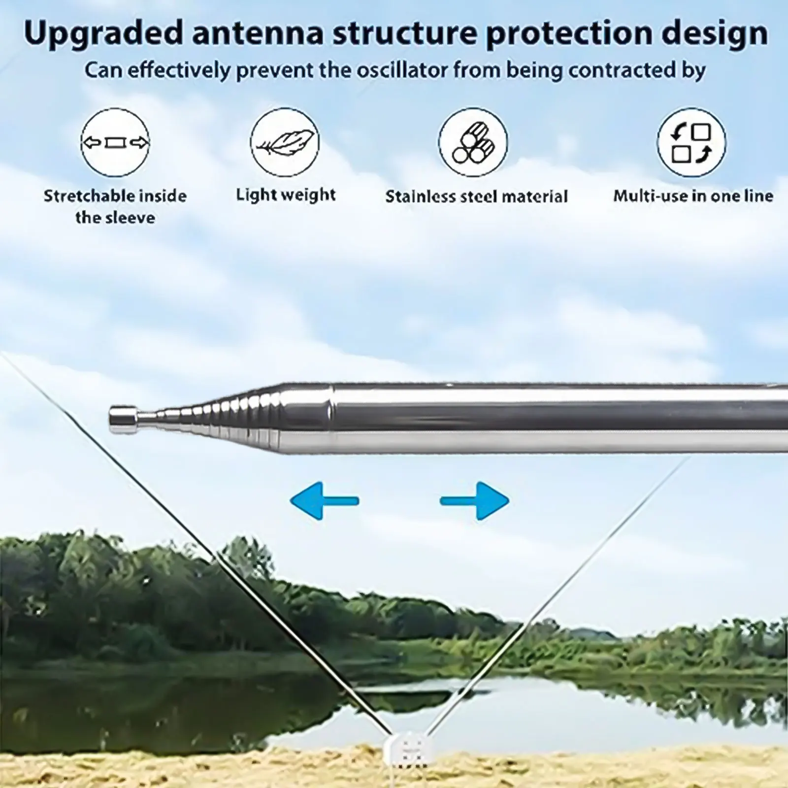 5 6M for GP Antenna Telescopic Design for Yagi Applications 14 Sections Strong and Lightweight Stainless Steel