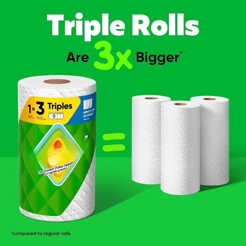 A-Size Paper Towels, Soft Touch, Essential for Daily Use White, 2 Triple Rolls = 6 Regular Rolls