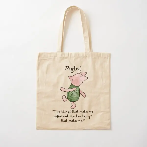 

Хлопчатобумажная Холщовая Сумка с надписью «Piglet», многоразовая складная сумка-шоппер с принтом, сумка на плечо, модная повседневная дорожная сумка-тоут из ткани унисекс