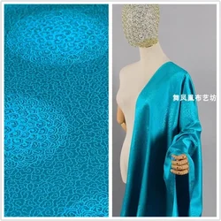 Jacquard Satin Fabric Peacock Lake Blue Weaving Brocade Auspicious Clouds Tang Style Cloth Diy Apparel Sewing Material