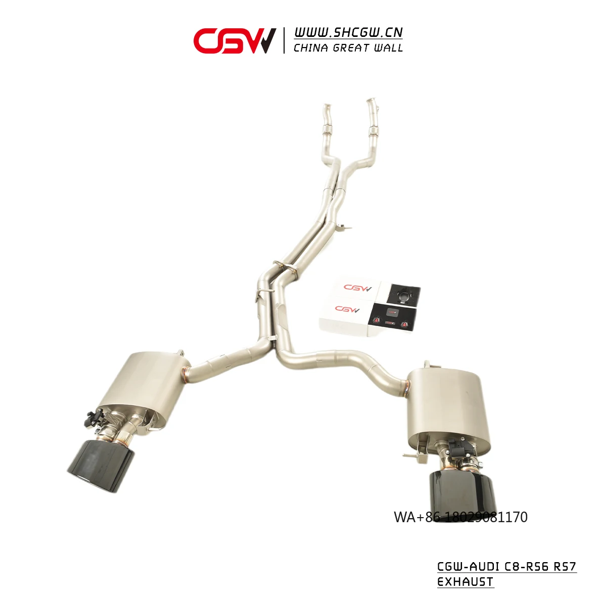 

Active Sound 304 Stainless Steel Exhaust Pipes Muffler Catback System for A6 C8 RS6 RS7 2019- with Electric Valves Escape