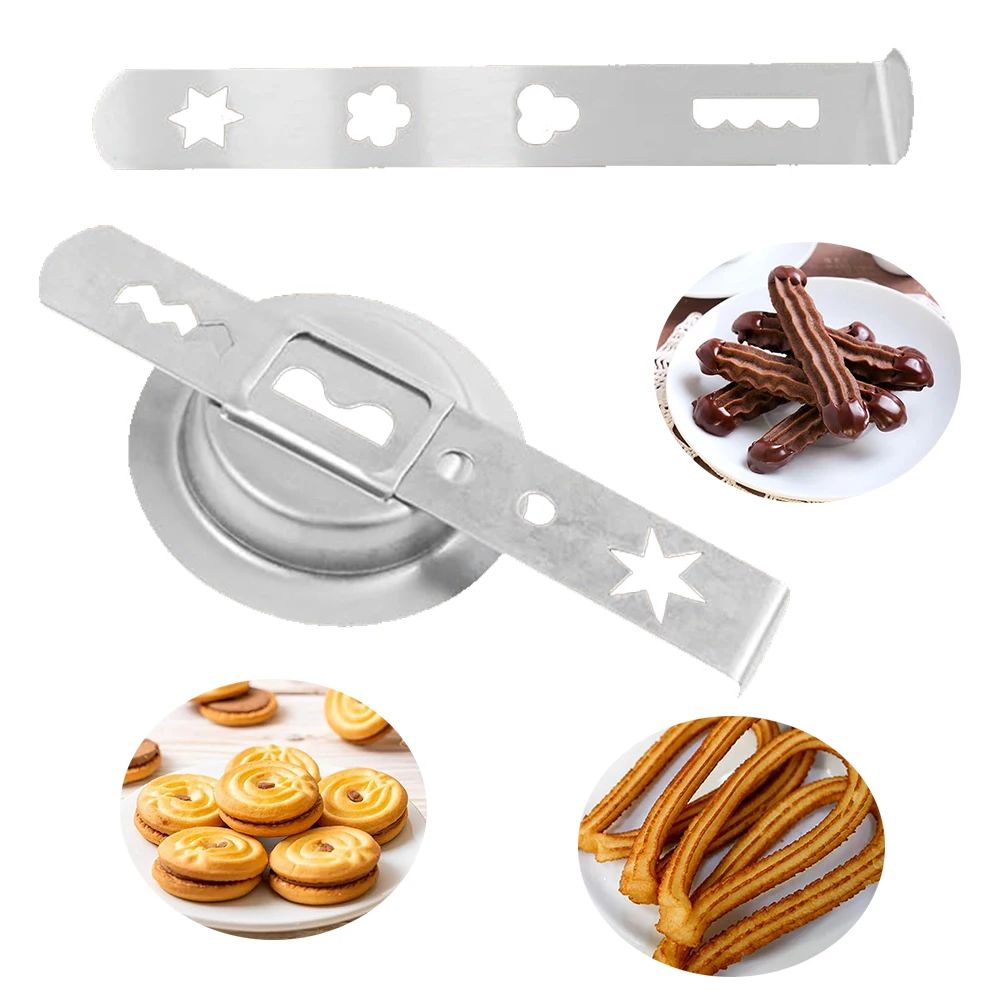 2 Pcs Biscuit Attachment 8 Patterns with Connection Ring Meat Mincer Attachment Cookie Maker Attachment for Size 5 Meat Grinder