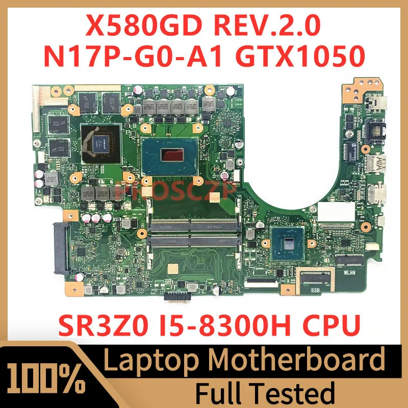 

X580GD REV.2.0 Mainboard For Asus Laptop Motherboard N17P-G0-A1 GTX1050 With SR3Z0 I5-8300H CPU 4G 100%Fully Tested Working Well