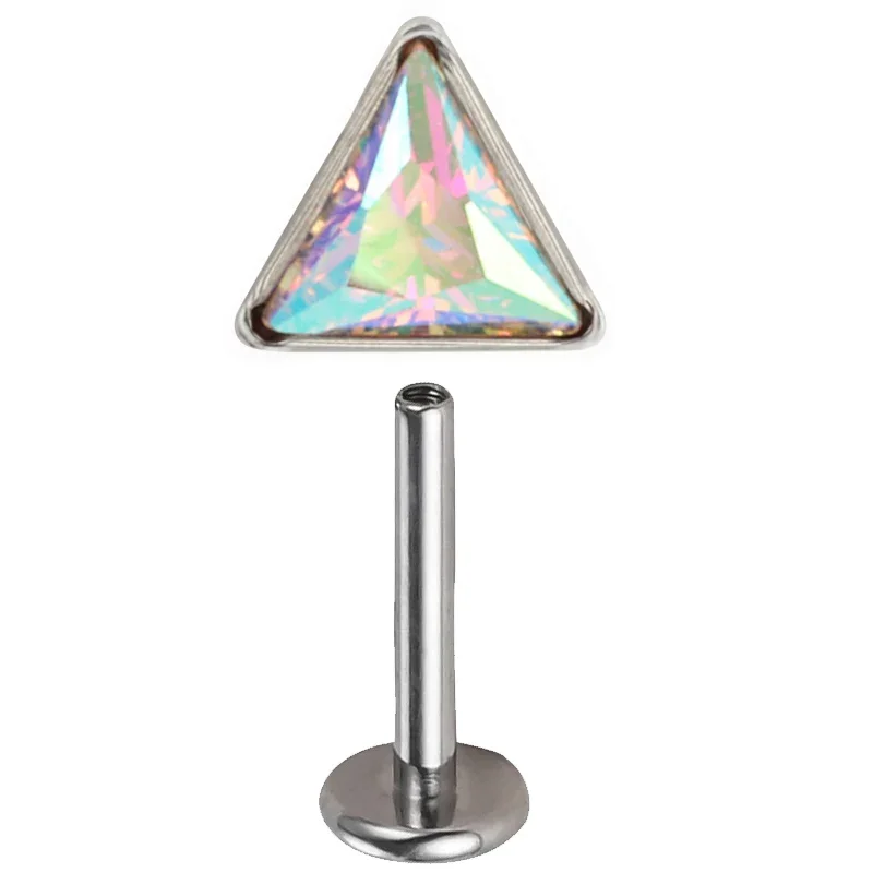 ASTM F136 Titanium Triangle Zirconia Labret Studs Earrings