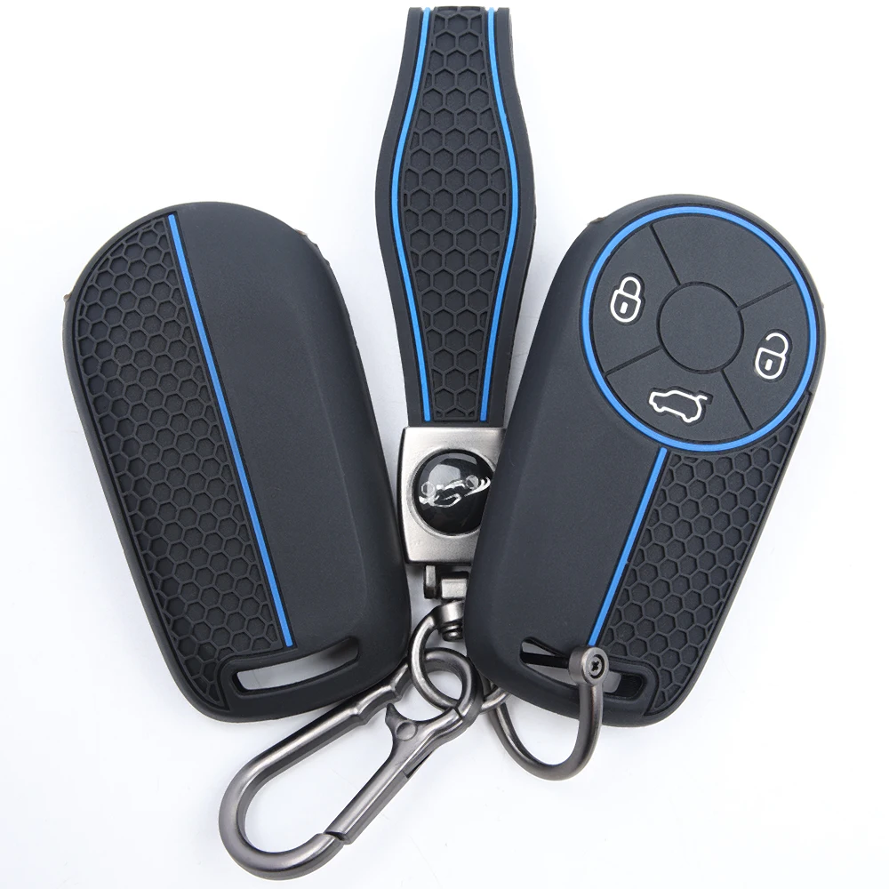 For Ora Funky Cat Genuine Car Key Cover Black Cat Victoria THENEXTORACAR White Cat Full Coverage Silicone Key Shell Wrist Strap