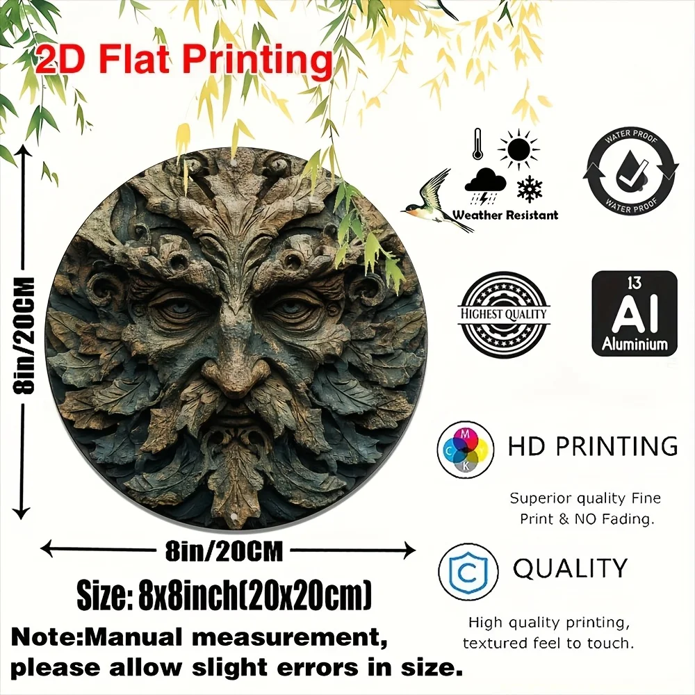 2D Flat, 1pc Bohemian Round Wooden Sign, Forest Elf Tree Spirit Design, Country Wall Art for Courtyard Kitchen Office
