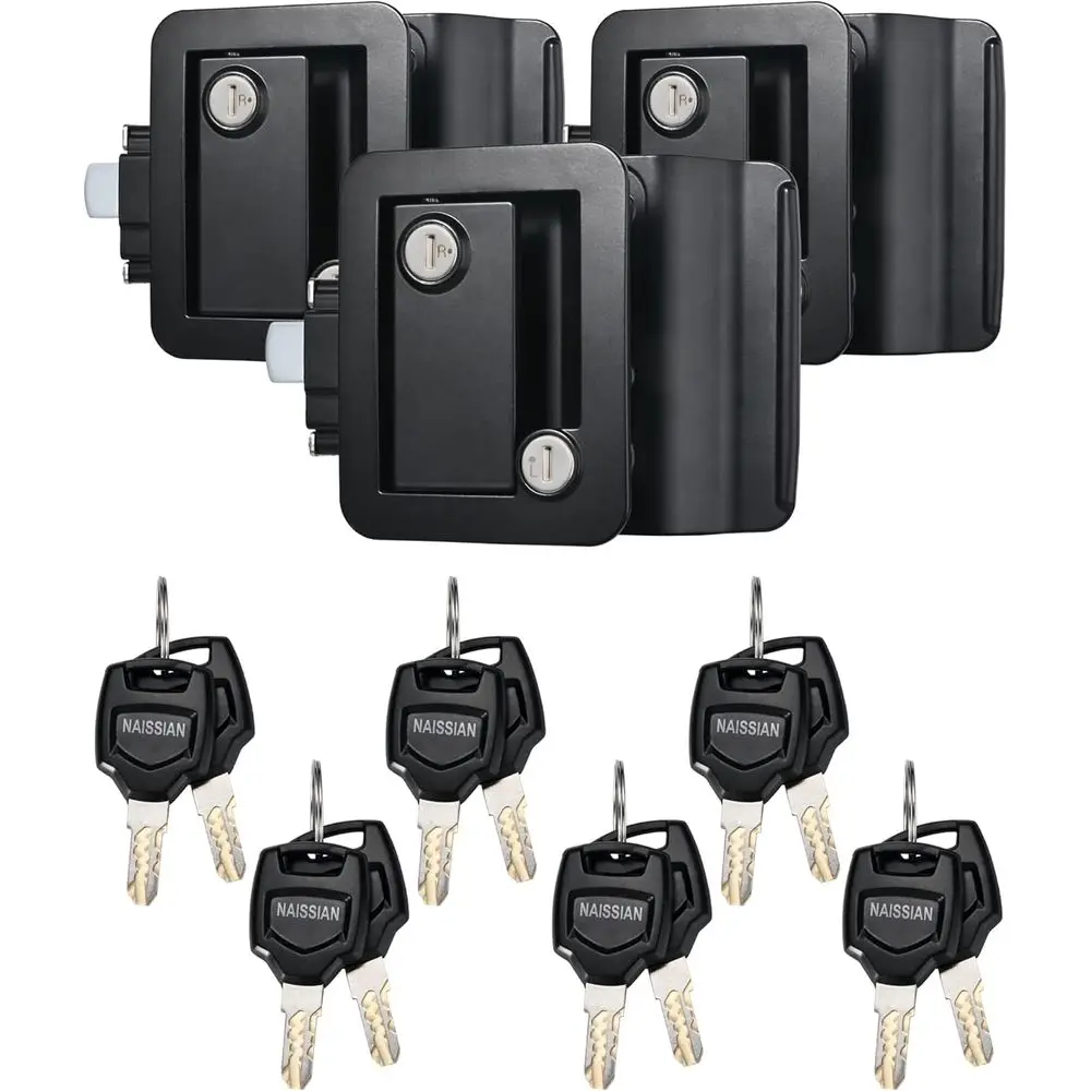 

Универсальная боковая дверная защелка для кемпера с засовом, ручкой и 12 подходящими ключами — упаковка из 3 шт., BlackHEALAND