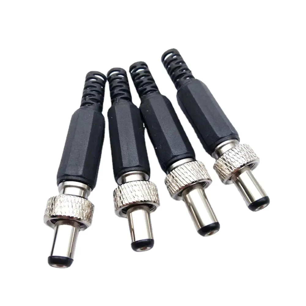 

10Pcs DC Power Male Plug 5.5x2.1/5.5x2.5 mm Lockable with Screw Nut Locking Connector Black