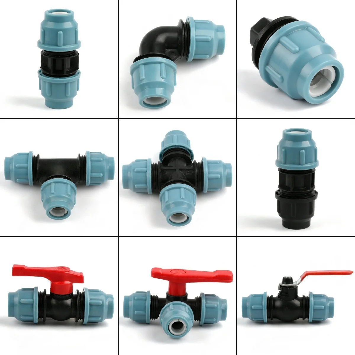 1PC I.D 16mm PE Quick Connector Valve Direct Tee Elbow End Plug Splitter Irrigation Fittings Plastic Water Tube Farm Accessories