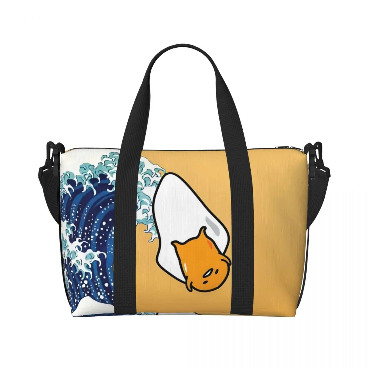 

Custom Anime Gudetama Cartoon Grocery Tote Shopping Bags Women Large Capacity Gym Beach Travel Bags