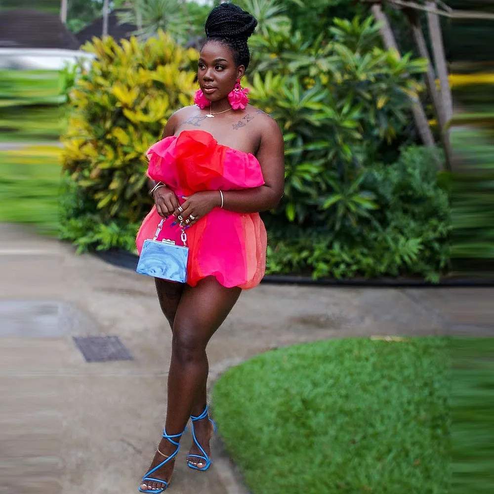 Kontrastowe Mini Sukienki Świąteczne Bez Ramiączek Aso Ebi Sukienki Urodzinowe dla Dziewczynek Letnie Sukienki Wakacyjne