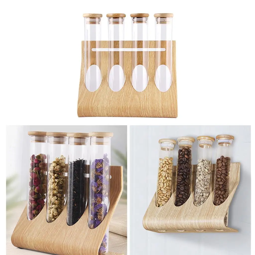 Glass Tube Storage Rack Visible Glass for Coffee Scented Tea