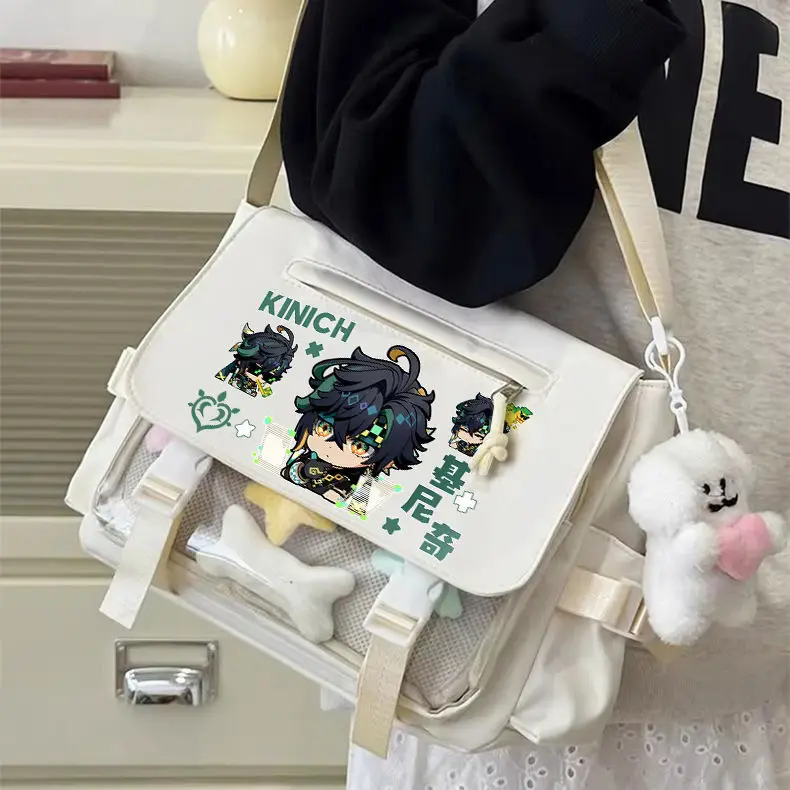 Genshin Impact Maveka Amelie Peripheral Transparent Pain Unisex Student Same Style Single Shoulder Crossbody Tutoring Bag ANI