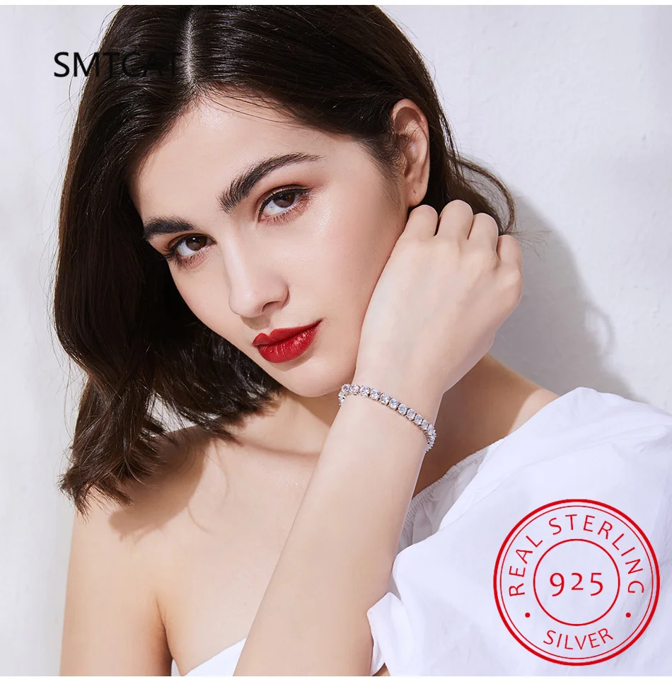 Charm Bracelets For Women High Quality S925 Silver Platinum Plated Moissanite Bracelet Simple Personality Wedding Jewelry Gift