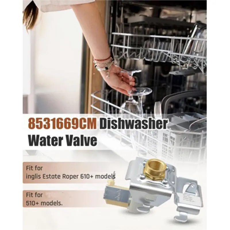 CYCLI-WP8531669 8531669 Replacement Water Inlet Valve Dishwasher For Whirlpool Kitchenaid Model 33129022